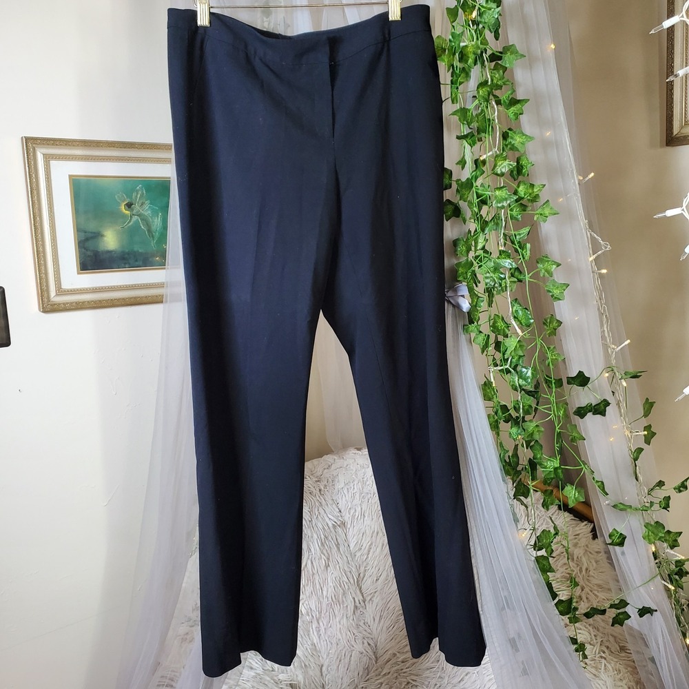 Caslon Trouser Dress Pants Womens 10 Black Mid Rise Flat Front 35X30 Boot Cut